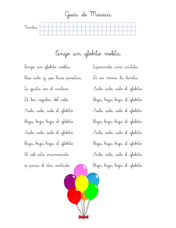 Canción: Tengo un Globito Violeta