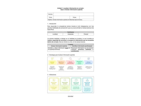 7mo/8vo: Comprensión lectora tipo simce - Localizar información textual