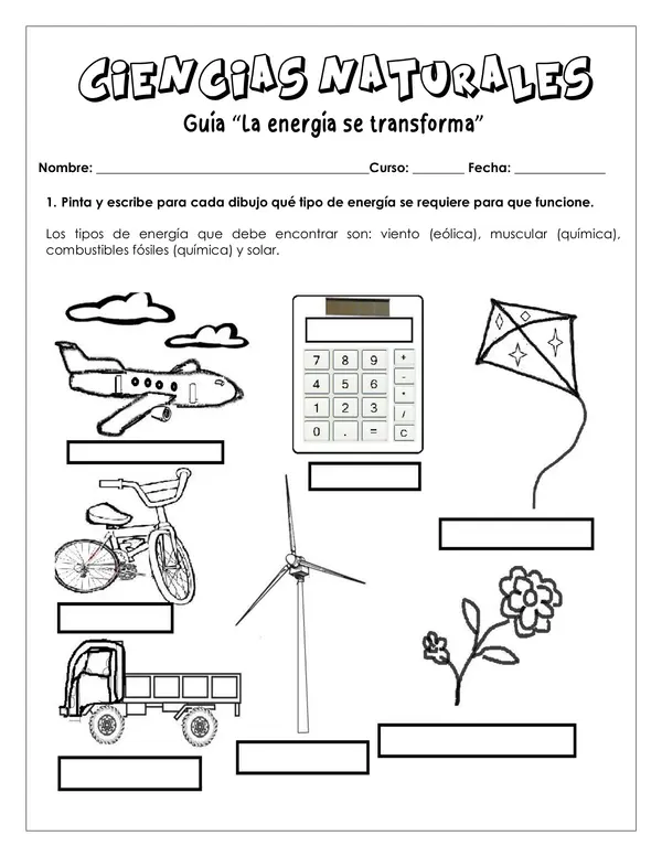 Guía de trabajo - La energía se transforma