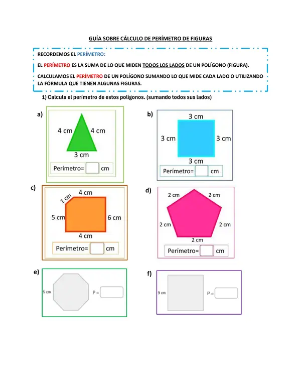 guía sobre cálculo de perímetro de figuras 2D