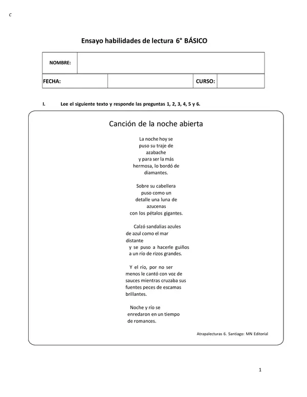 Ensayo Simce n°3 6to Básico Lenguaje y Comunicación 