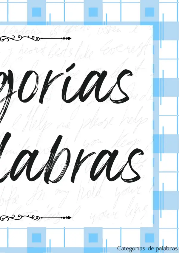 Categoría de palabras póster y lámina a4 