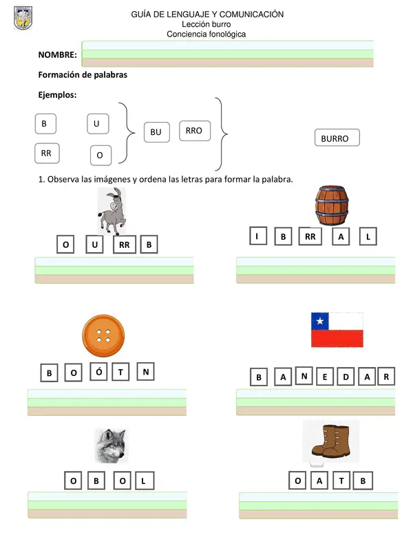 guía método Matte lección burro, conciencia fonologica