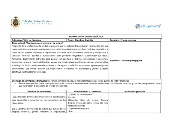 TALLER DE LITERATURA
