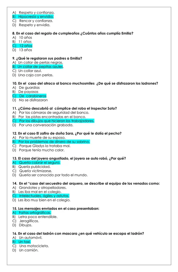 Prueba Lectura - Trece casos misteriosos
