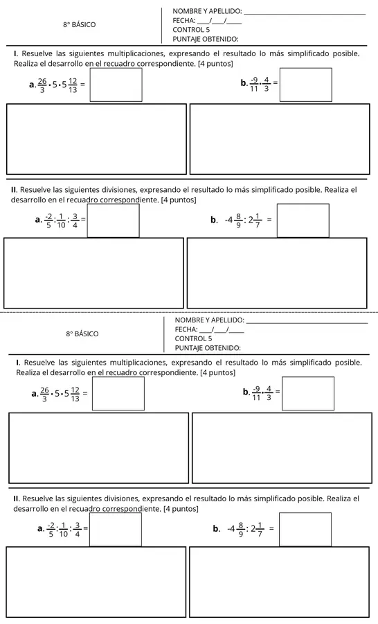 Multiplicación y división de fracciones