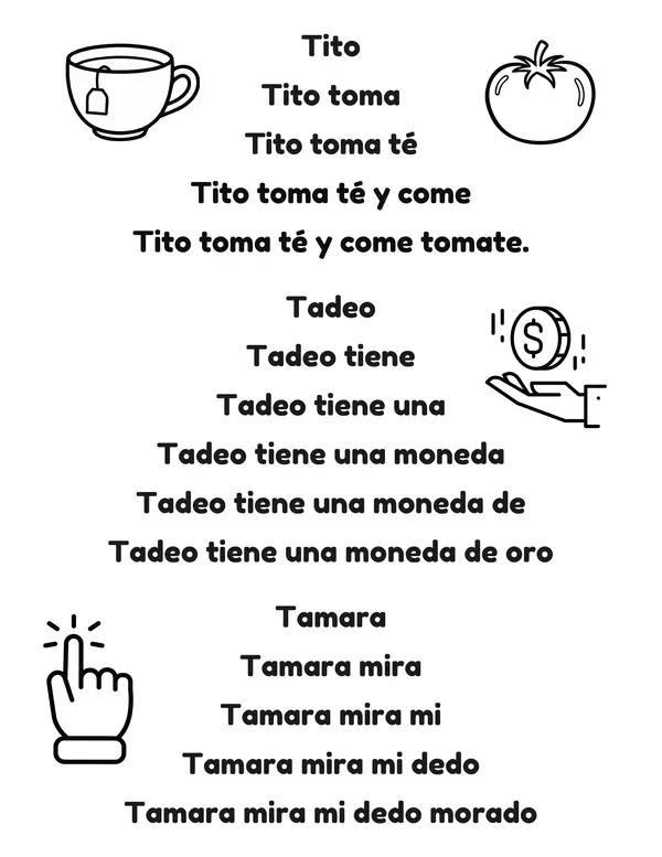 Lectura en pirámide. Refuerzo de lectura lección pato.