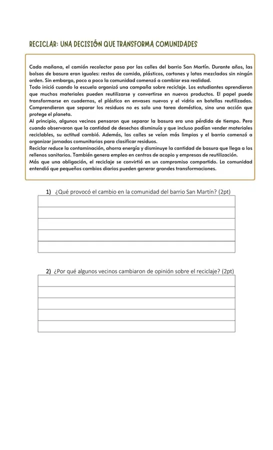 Prueba de escritura: La opinión y la anécdota