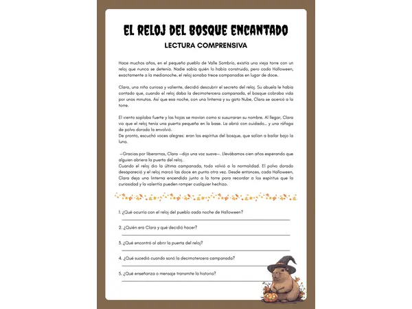 Guía de comprensión lectora Halloween