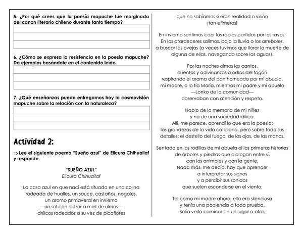 Guía de trabajo - La poesía mapuche