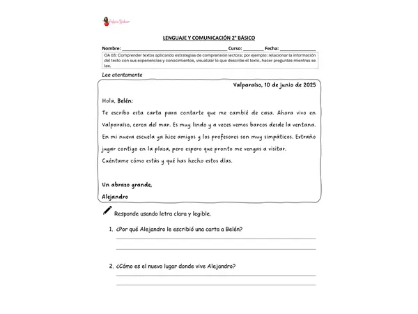GUIA LA CARTA SEGUNDO BÁSICO