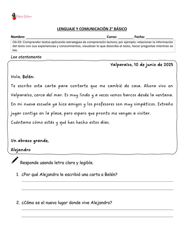 GUIA LA CARTA SEGUNDO BÁSICO