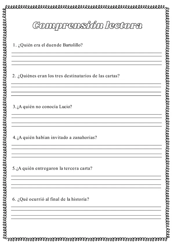 Guía comprensión "Bartolillo, el duende despistado" 2° año