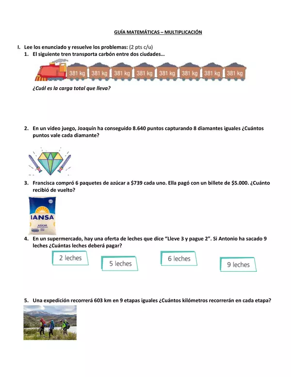 Guía Problemas de Multiplicación 