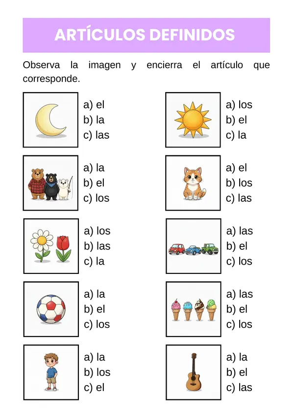 Guía: Artículos definidos 
