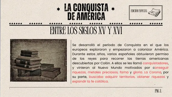 PPT - La conquista de América. 5° básico