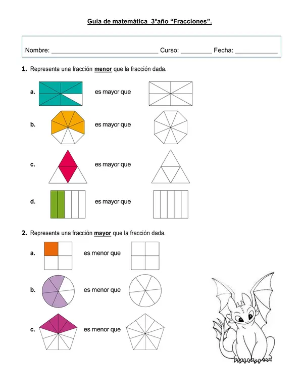 Guía de matemática 3°año "Fracciones"