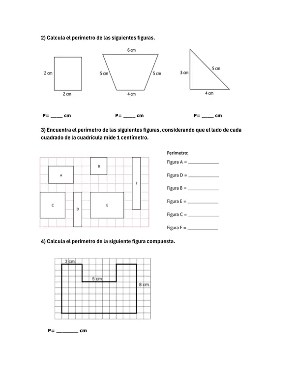 guía sobre cálculo de perímetro de figuras 2D