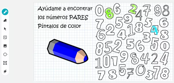 Juego interactivo:  Pinta los números pares