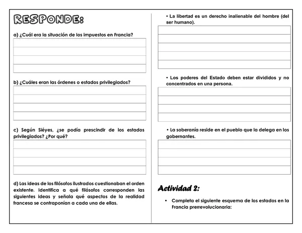 Guía de trabajo - Transformaciones sociales durante la Revolución Francesa
