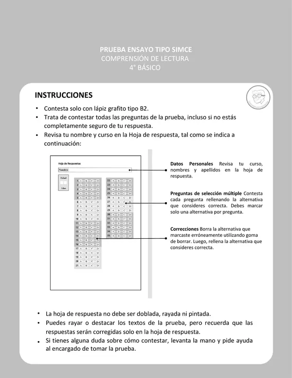 Ensayo SIMCE - Matemática 4to básico N° 5