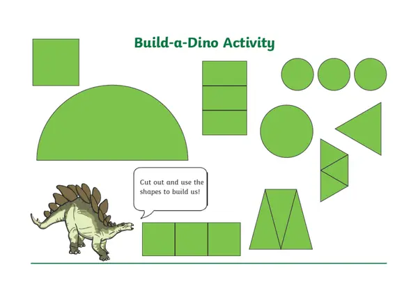 Dinosaurios construcción con figuras geométricas 