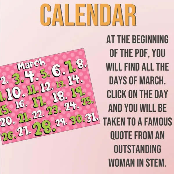 International Women's Month - Women in STEM Calendar
