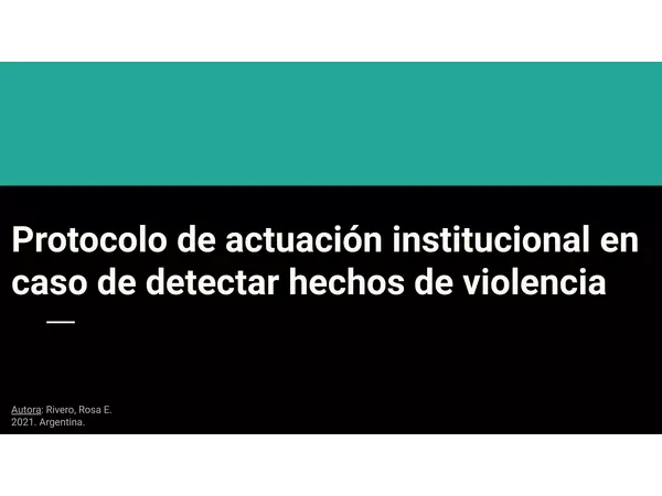 Protocolo de actuación institucional en cso de detección de hechos de Violencia