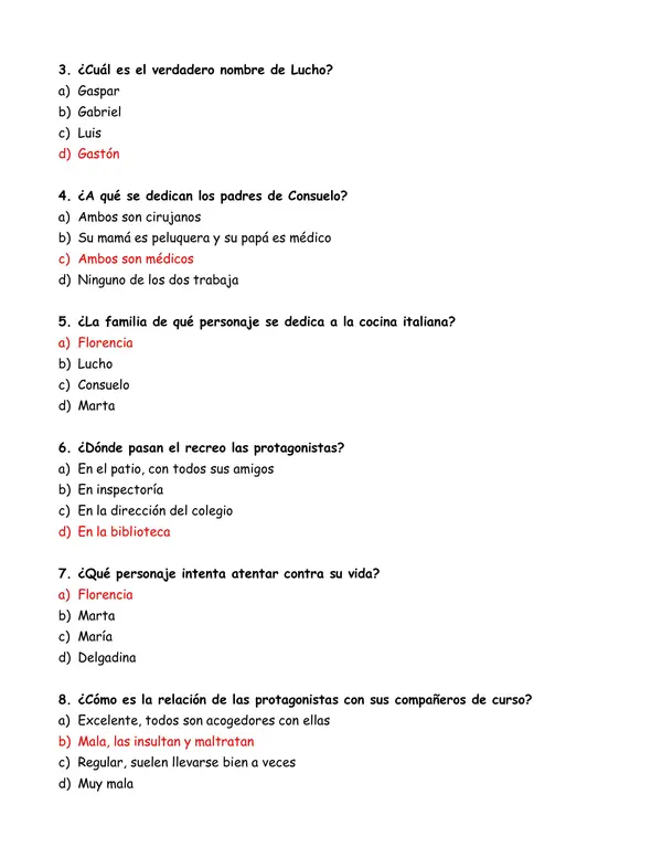 Control de lectura del libro "Sin recreo"