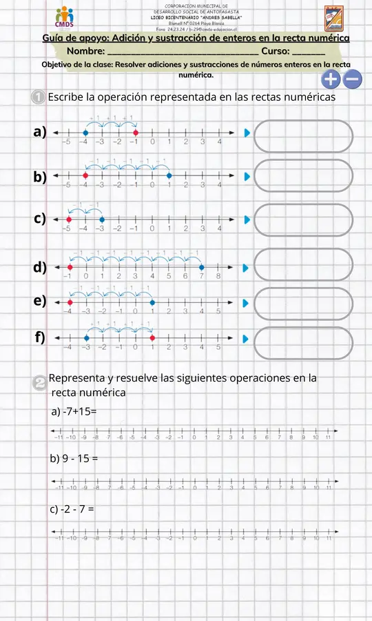 adición y sustracción de enteros