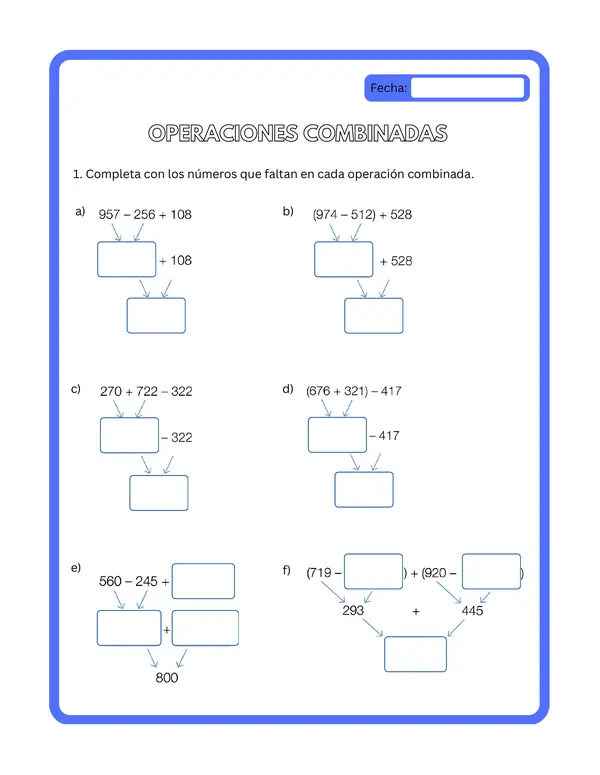 3° básico - Ficha de aprendizaje "Operaciones combinadas"