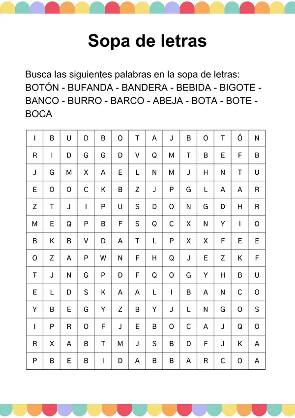 Guía: Consonante B