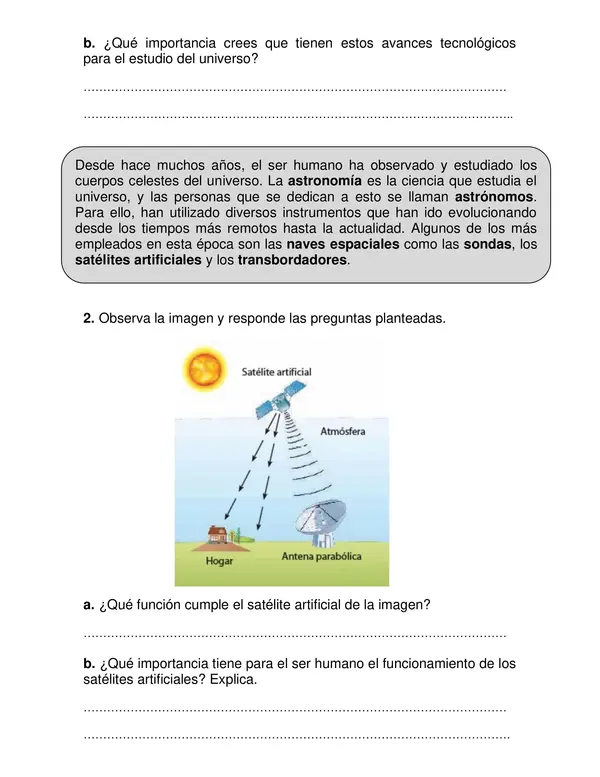 Guía "Tecnología espacial" Tercer año