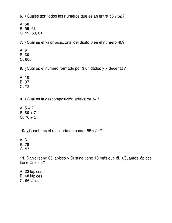 Evaluación Primer semestre matemática, 2do año. 