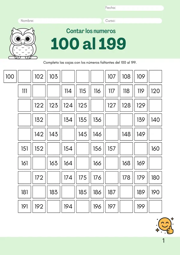 Set de escritura "los números del 0 al  999
