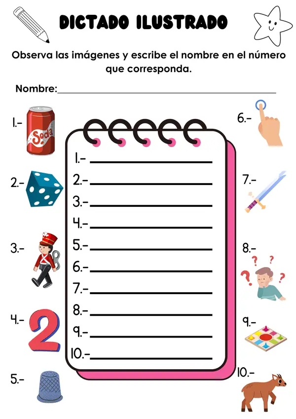 Dictado ilustrado consonante letra D