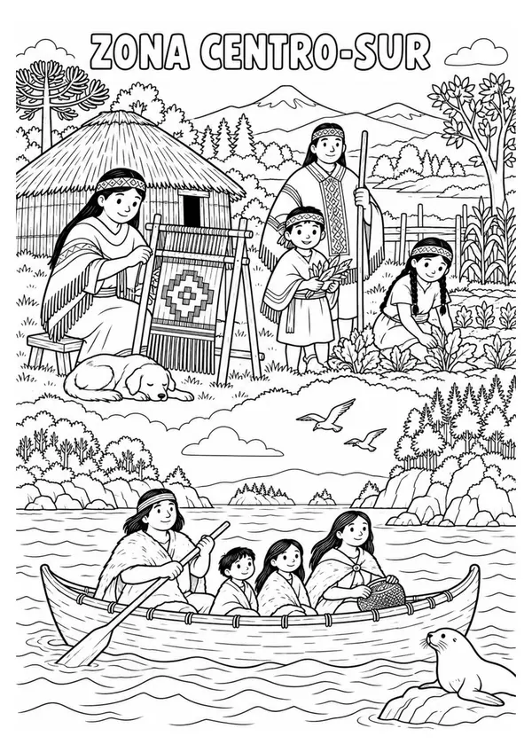 Dibujos para colorear Pueblos Originarios de Chile