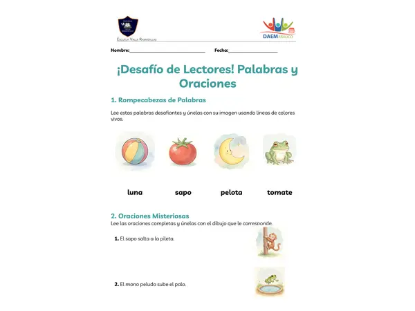 Guía de Lenguaje: Desafío de lectores 1° Básico
