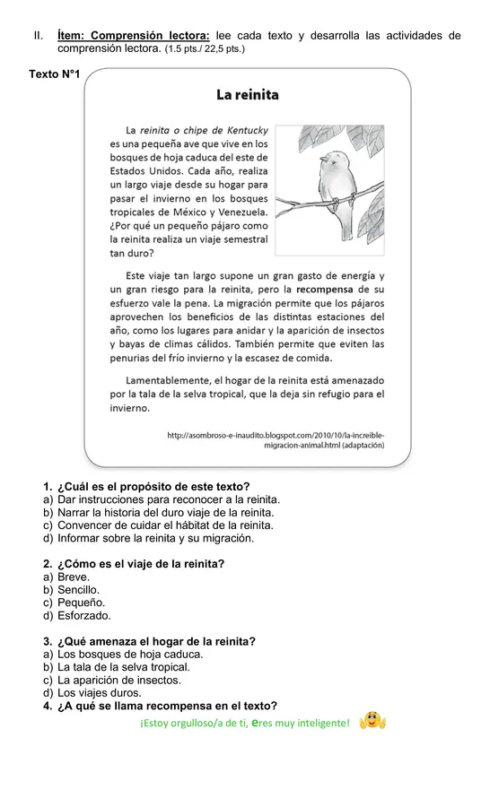 Prueba de Lenguaje 3 básico