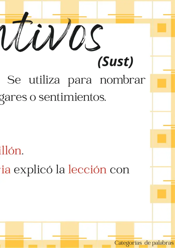Categoría de palabras póster y lámina a4 