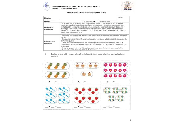 Multiplicación 3° Básico multiplicación