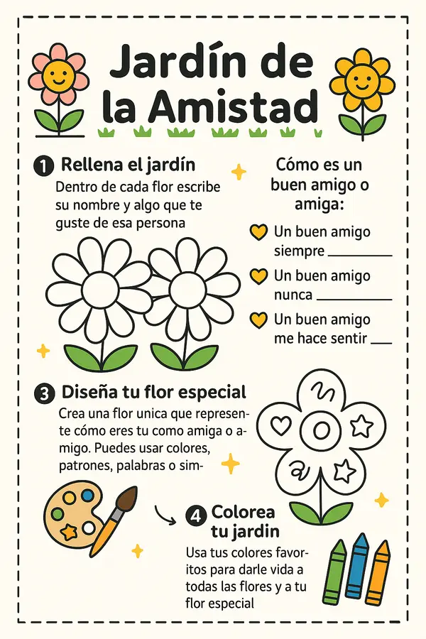 Jardín de la amistad: Actividad para reflexionar y crear 🌼