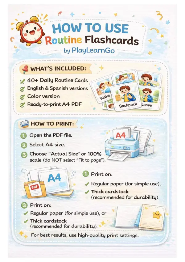 Tarjetas de Rutinas | Flashcards Diarias (Español-Inglés) 