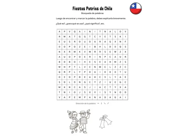 Sopa de letras Fiestas Patrias de Chile