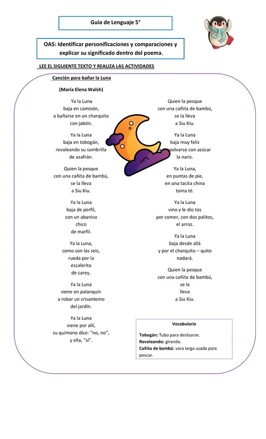 Canción para bañar la Luna (género lírico)