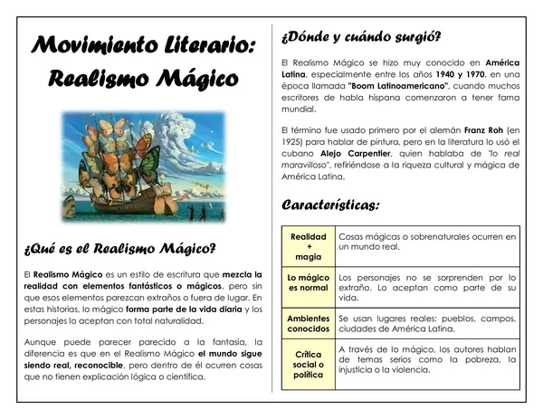 Guía de trabajo - Movimiento Literario: Realismo mágico