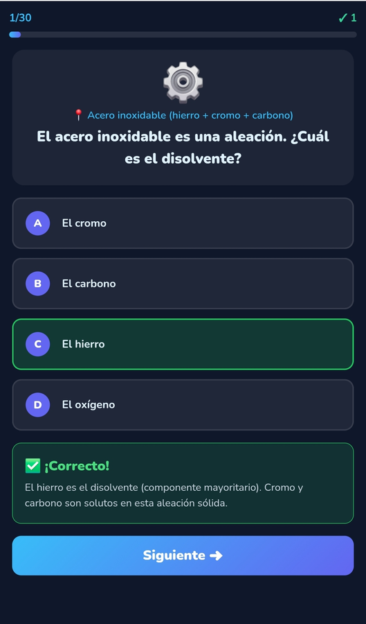Quiz para identificar soluto y disolvente