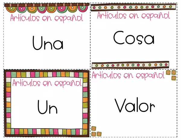Juego Memoria Artículos Indeterminados en Singular en Español