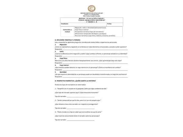 Unidad 1 - exilio, migración e identidad