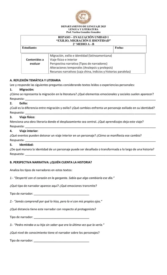 Unidad 1 - exilio, migración e identidad
